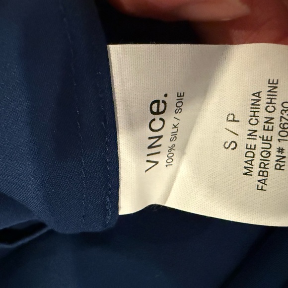 Vince Blue Silk Ribbed Trim Blouse Size L - Picture 5 of 5